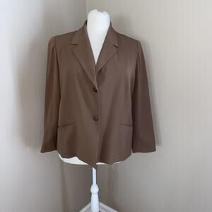 Alfred Dunner Brown 2 Button Lined Blazer Jacket Pockets Women's Size 18W